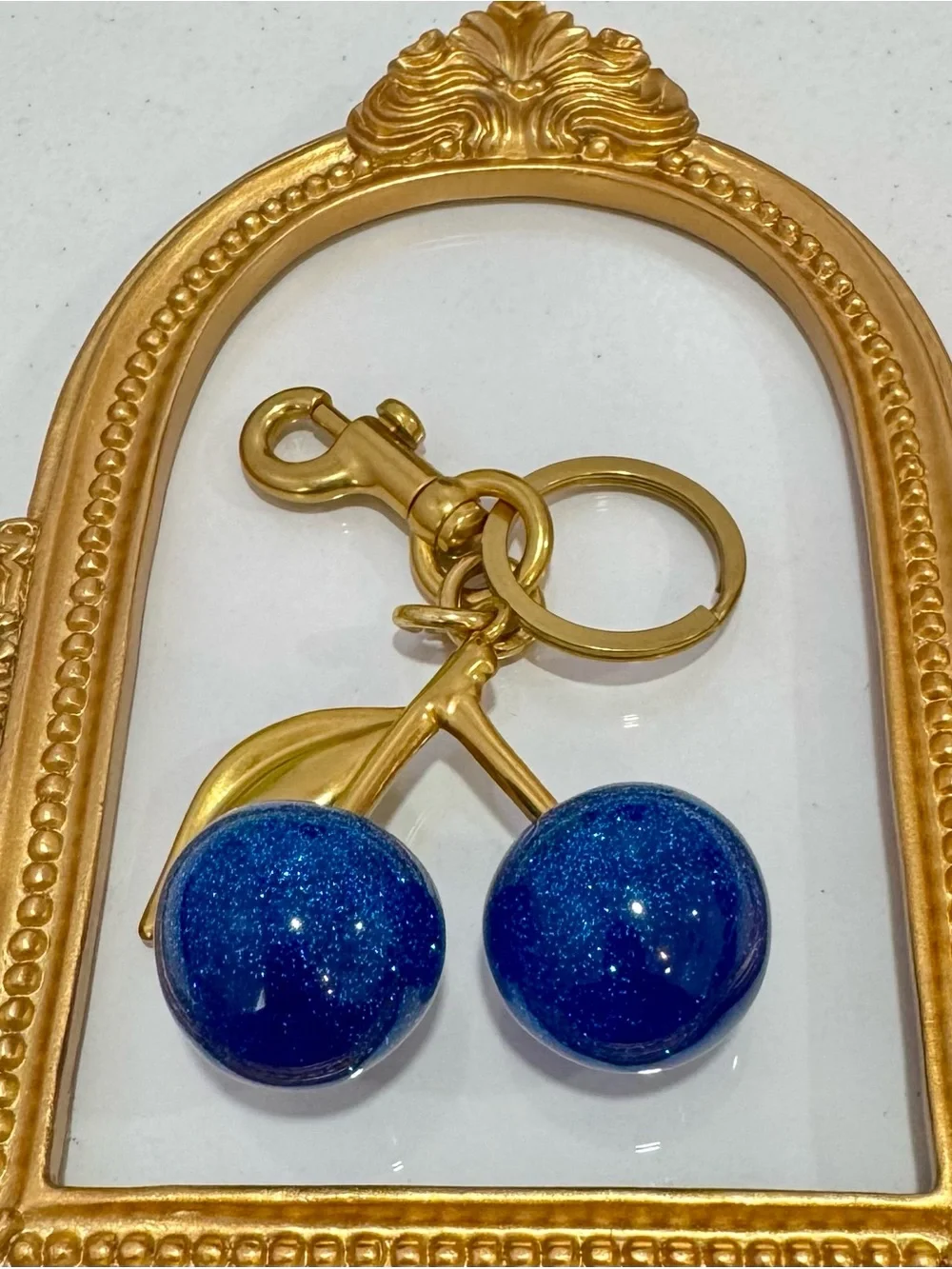 New Blue Metal Cherries w/ Gold Hardware